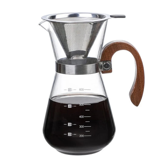 600ml Cold Brew Coffee Maker with Large Capacity Glass Kettle and Filter - Filled with Coffee