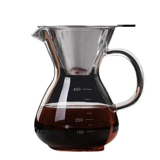400ml Cold Brew Coffee Maker with Large Capacity Glass Kettle and Filter for Hot and Cold Brew Tea - Filled with Coffee