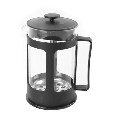 Vertical Ringed High Borosilicate Glass French Press Coffee Maker main product with handle right