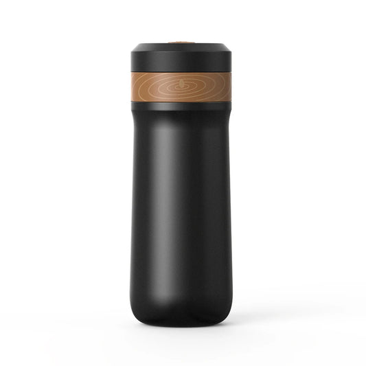 320ml Portable French Press Coffee Maker - Insulated Mug - Black Mug Front Facing